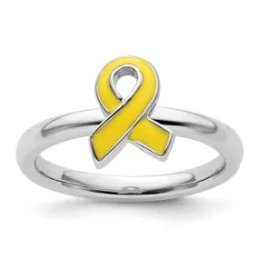 Stackable Expressions Yellow Enameled Awareness Ribbon Ring in Sterling Silver