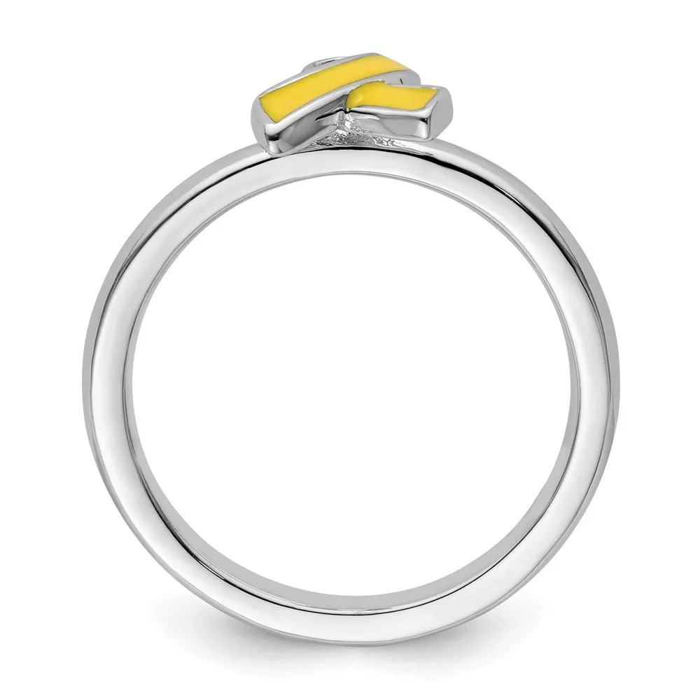 Stackable Expressions Yellow Enameled Awareness Ribbon Ring in Sterling Silver