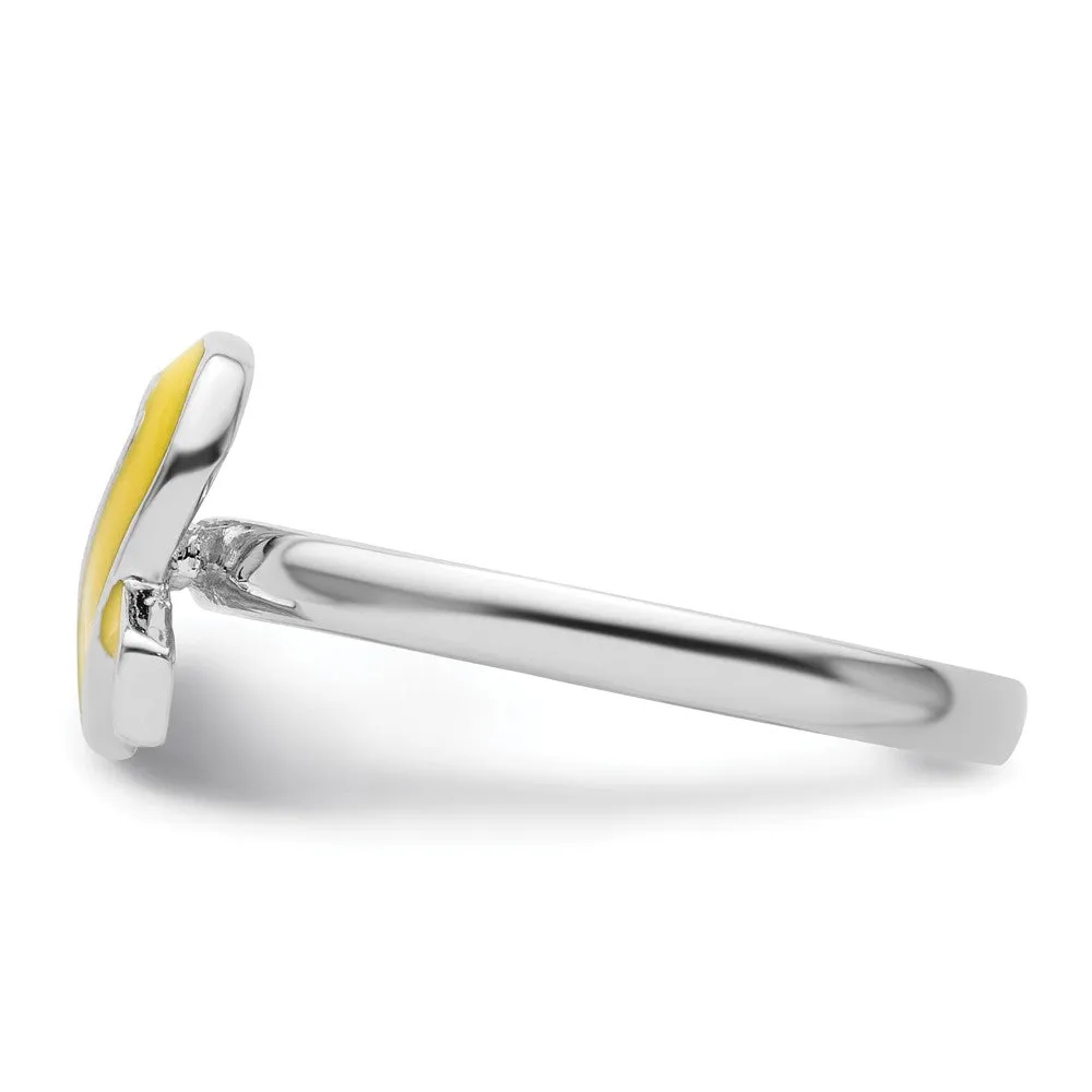 Stackable Expressions Yellow Enameled Awareness Ribbon Ring in Sterling Silver