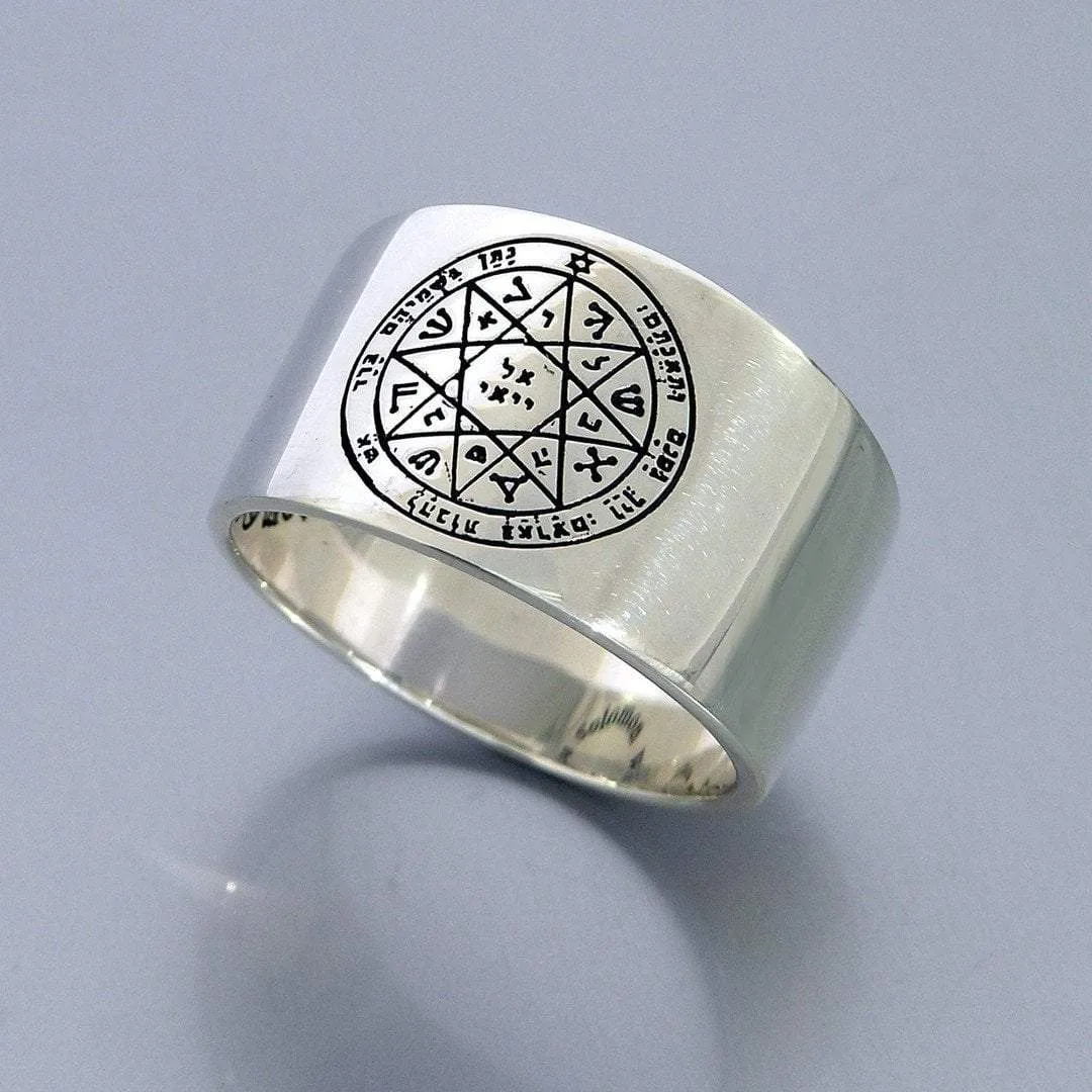 Sterling Silver Solomon Seal Ring for Woman for Protection. Anillo de Salomon