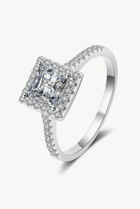 Sterling Silver Square Moissanite Ring