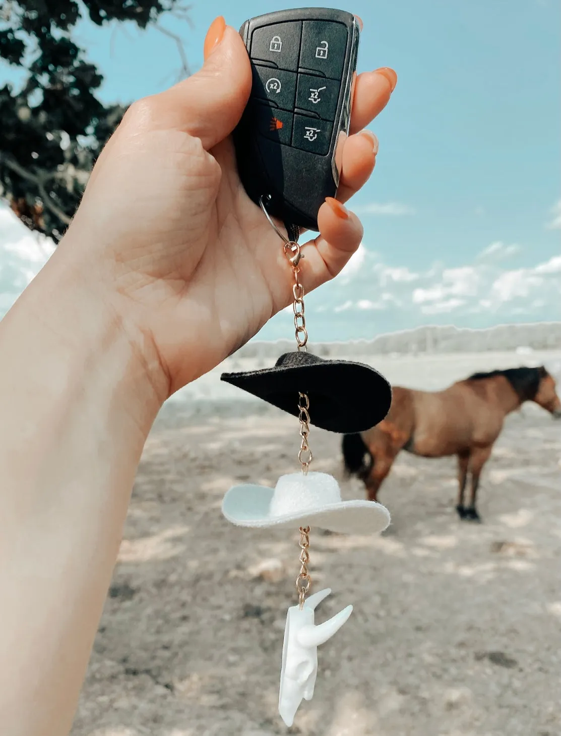 Stone & Black Cowboy Hat Keychain