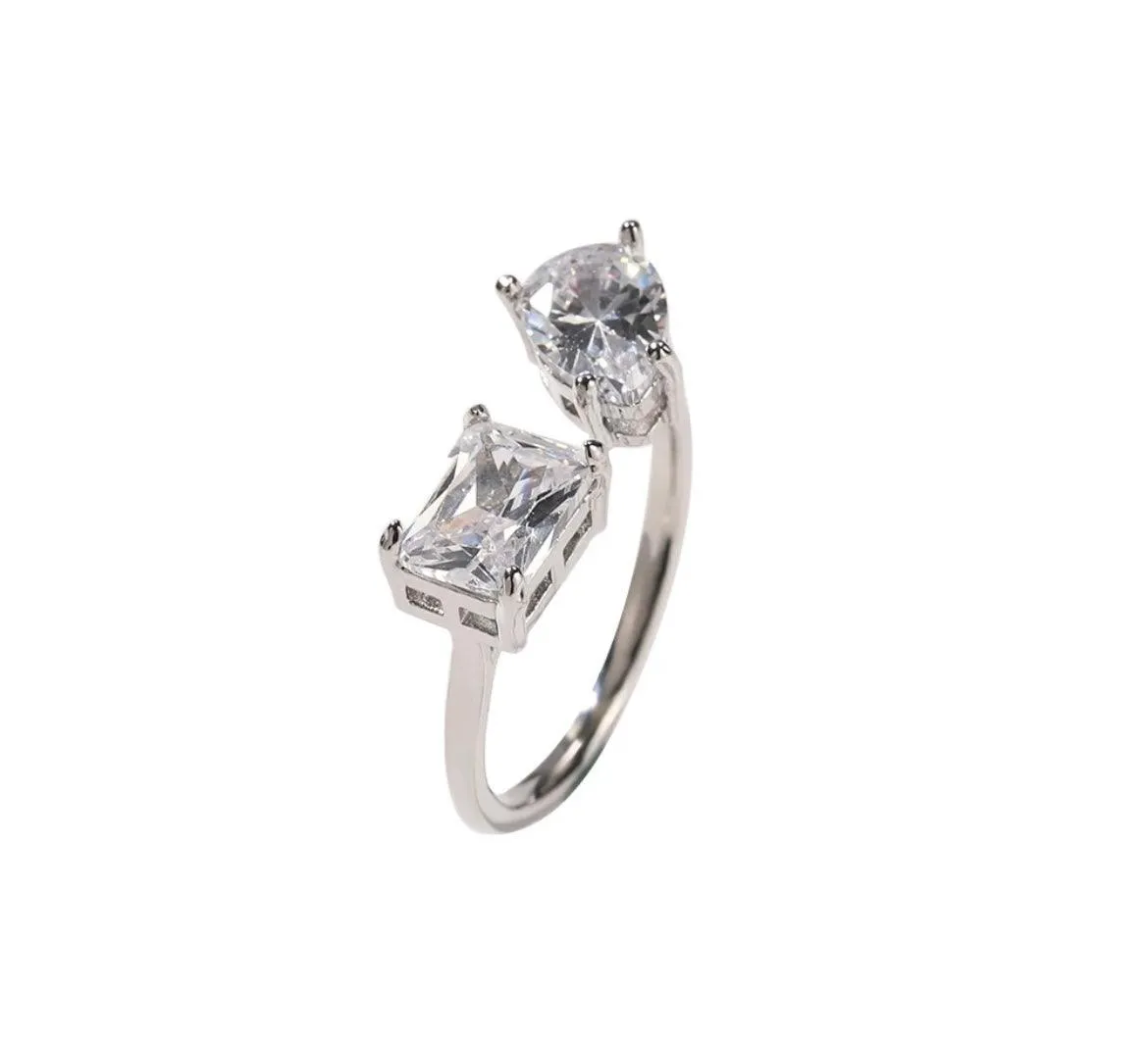 Tear Drop Double Stone Diamond Ring