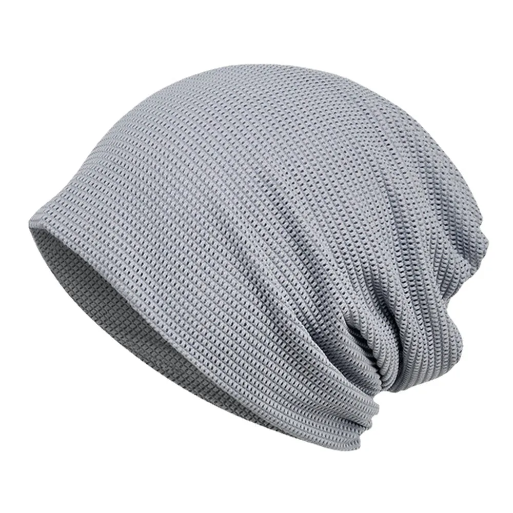 Thin Beanie Hat Solid Color Mesh Breathable HairBand Scarf Multifunctional