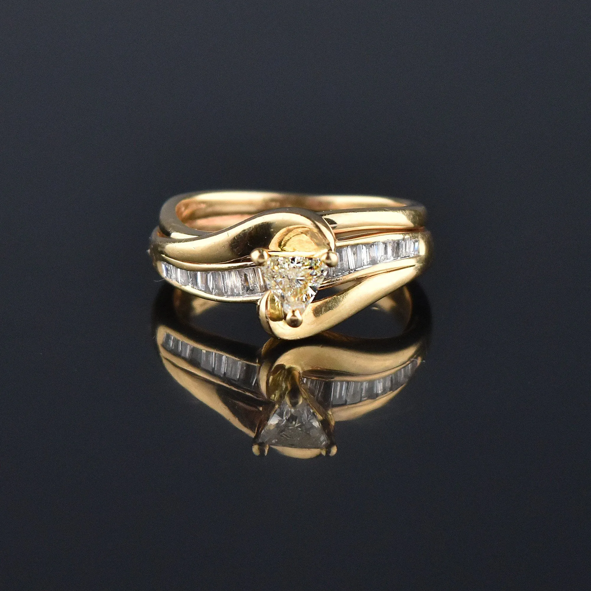 Trillion Cut Champagne Diamond 14K Gold Engagement Ring