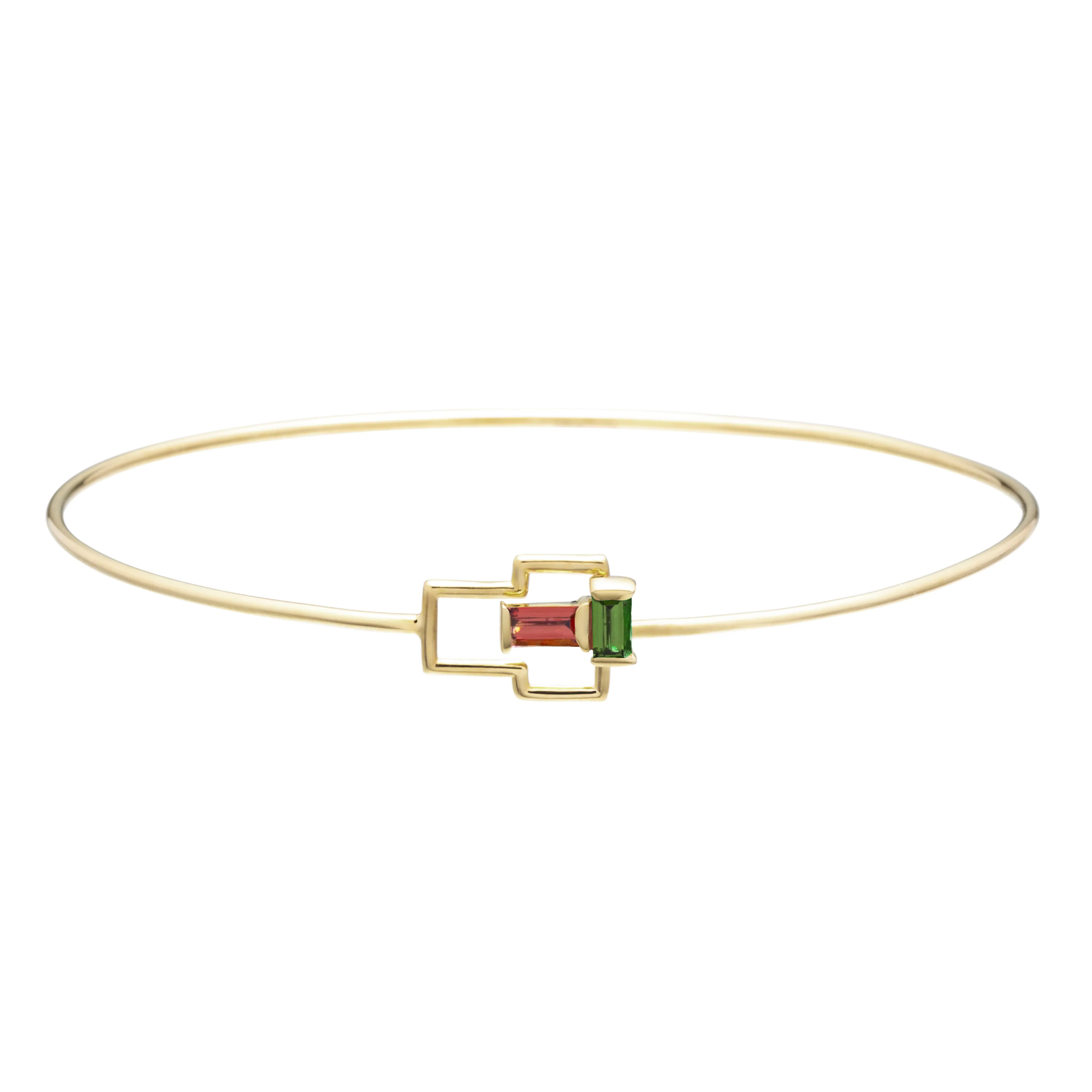 TU Y YO GARNET   GREEN TOURMALINE BANGLE