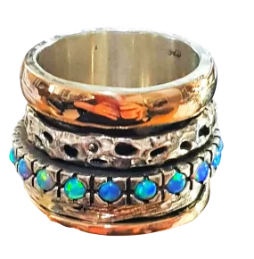 Unique Spinner Rings spinner ring with opals Sterling silver & gold