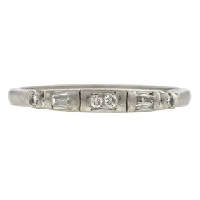 Vintage Baguette & Round Diamond Wedding Band, Platinum