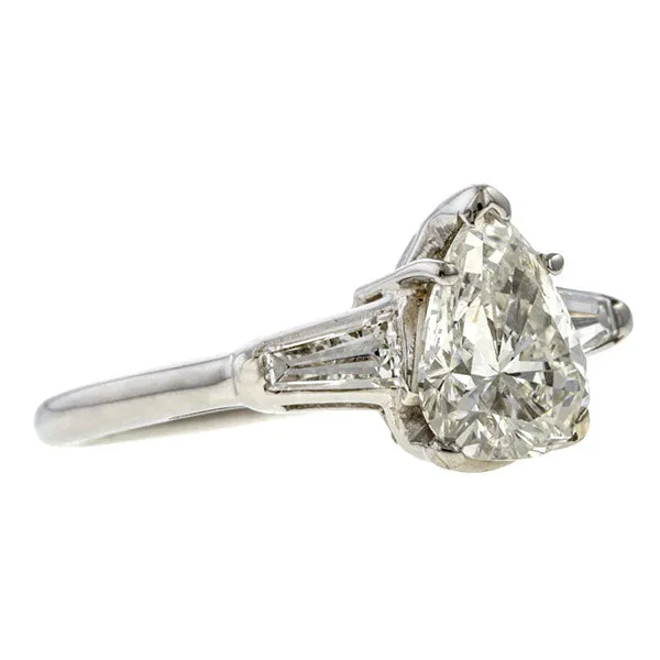 Vintage Pear Brilliant Cut Engagement Ring, 1.39ct.