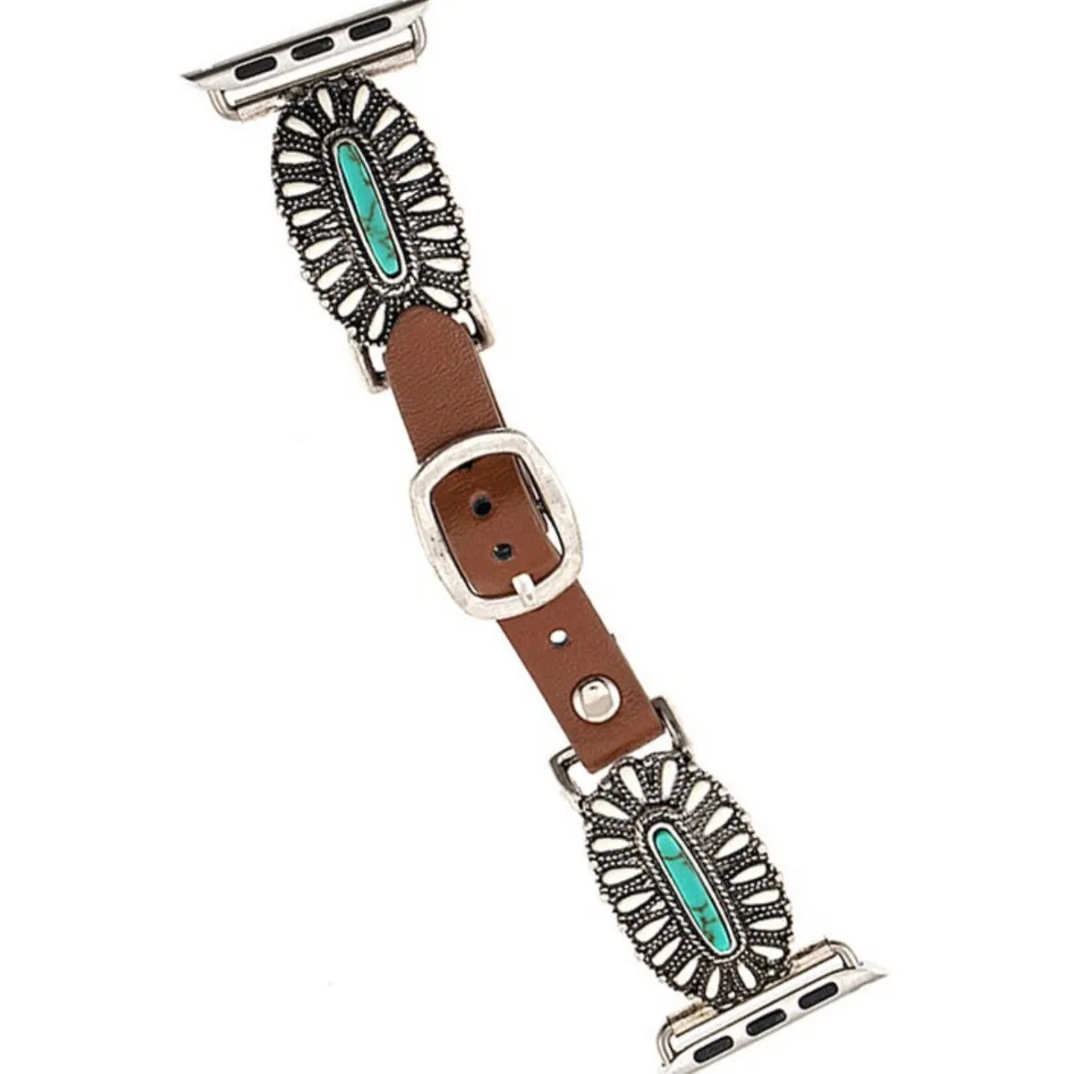 Western Concho White & Turquoise Gemstone Apple Watch Band