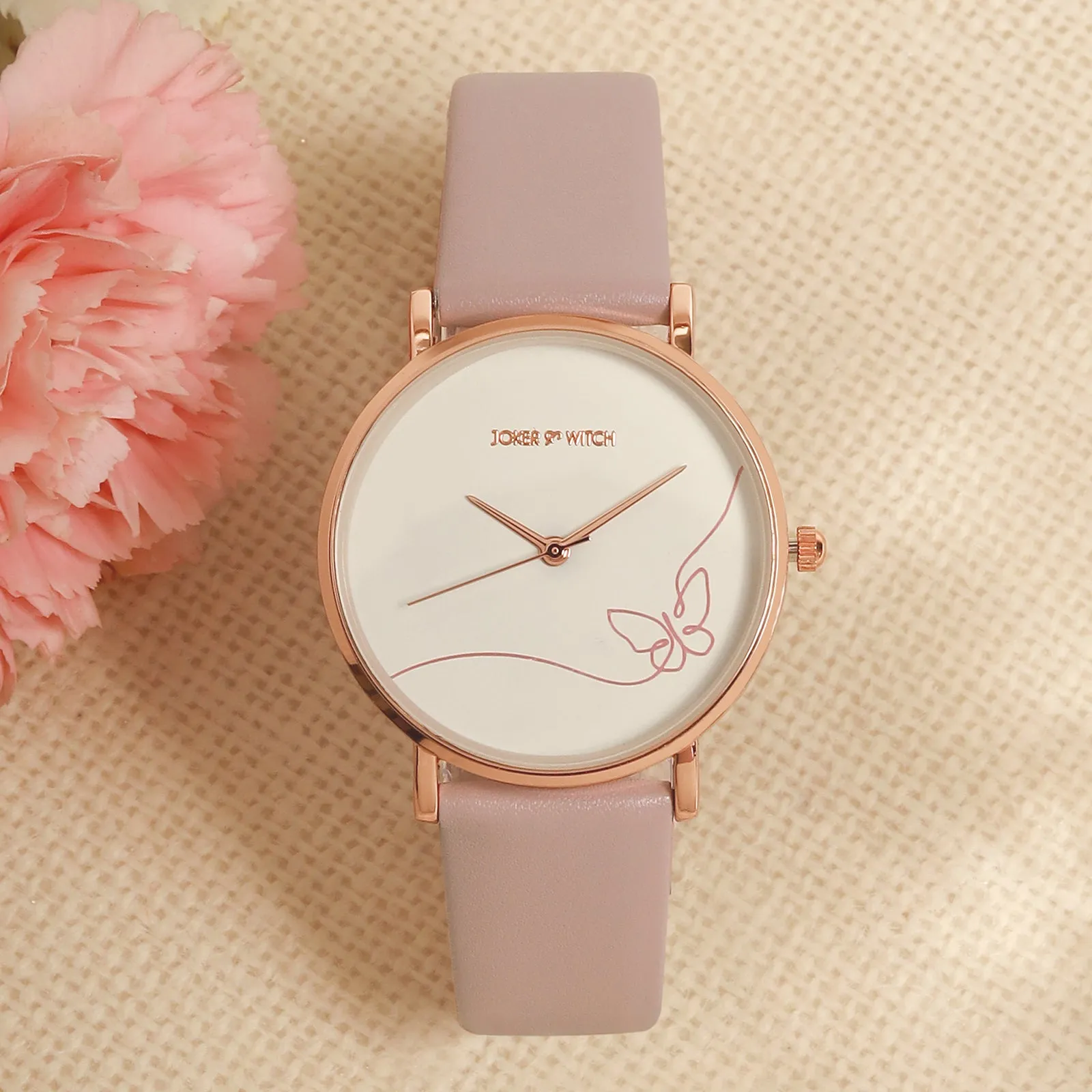 Whimsical Mauve PU Strap Watch